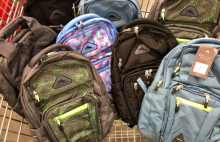 Collection of donated backpacks.